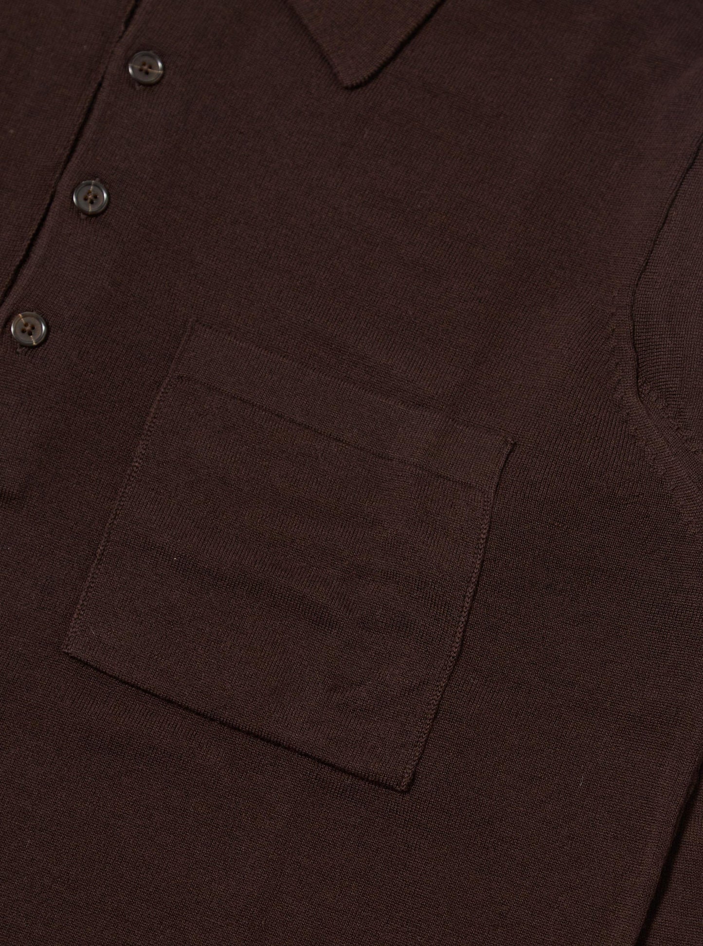 Universal Works Merino L/S Pullover Knit Shirt Brown