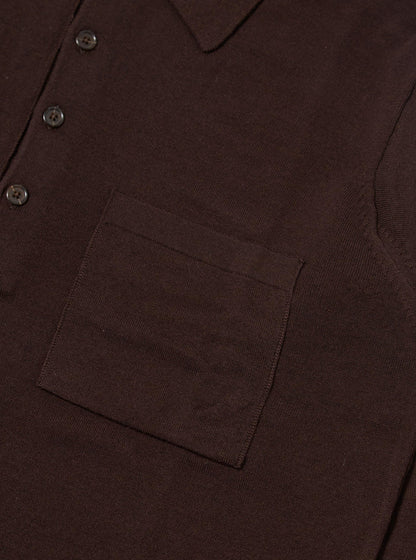Universal Works Merino L/S Pullover Knit Shirt Brown