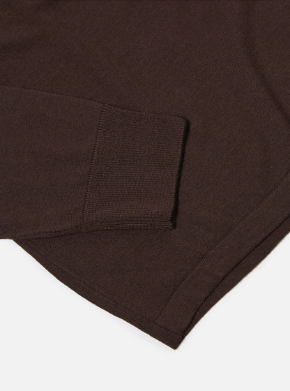 Universal Works Merino L/S Pullover Knit Shirt Brown