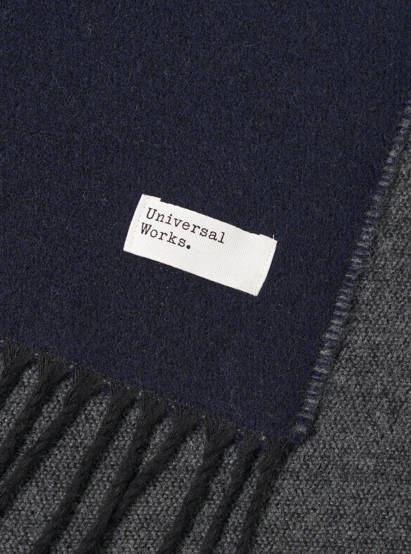 Universal Works Double Sided Scarf Navy/Mid Grey
