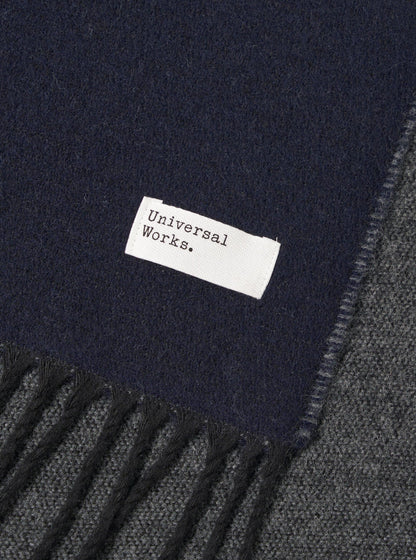 Universal Works Double Sided Scarf Navy/Mid Grey