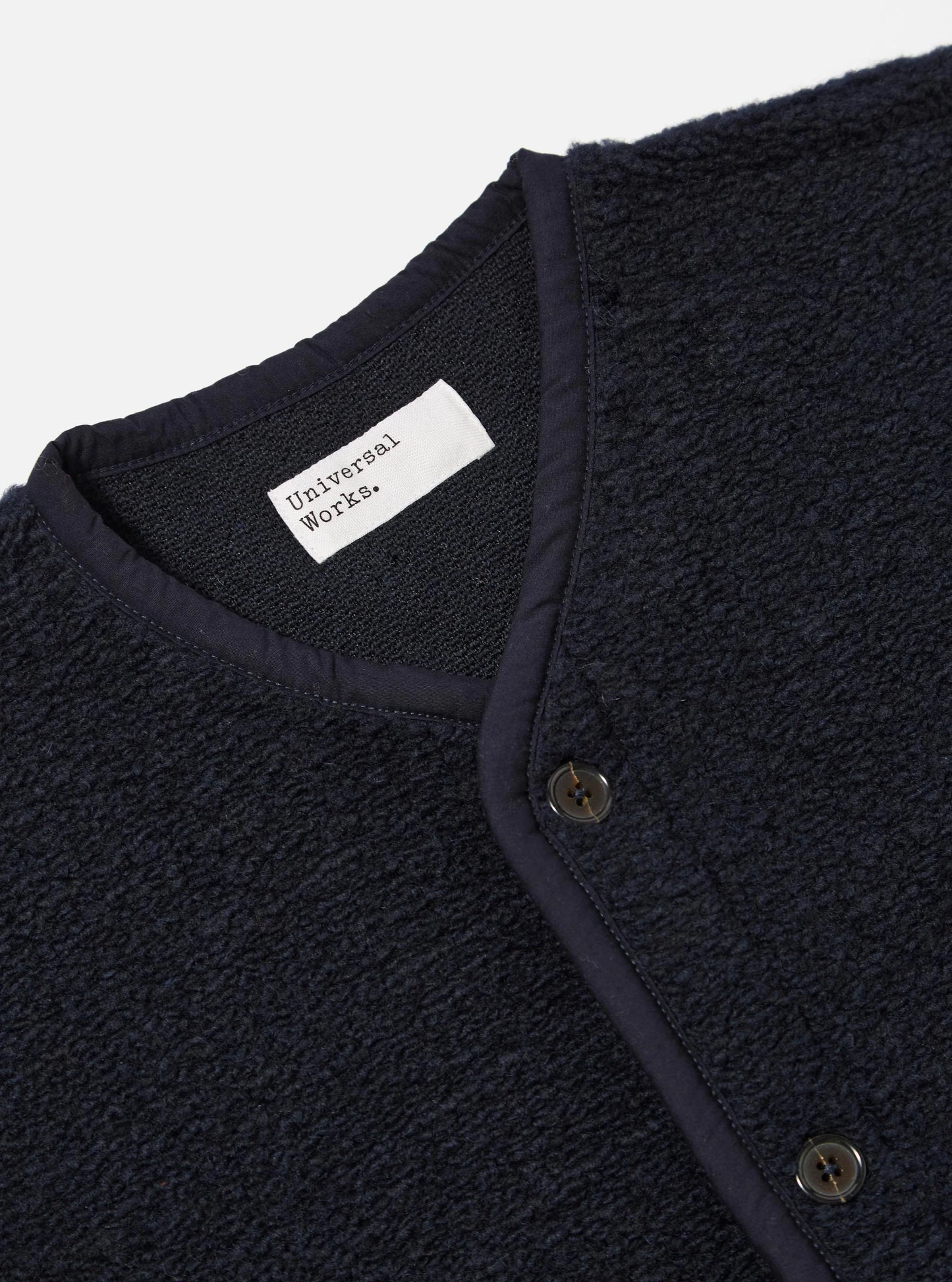 Universal Works Alvar Fleece Lancaster Gilet Navy