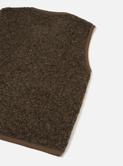 Universal Works Lancaster Gilet Brown Bouclet Fleece - Brown