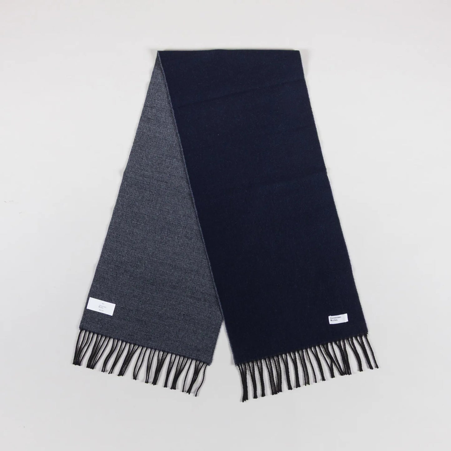 Universal Works Double Sided Scarf Navy Mid Grey