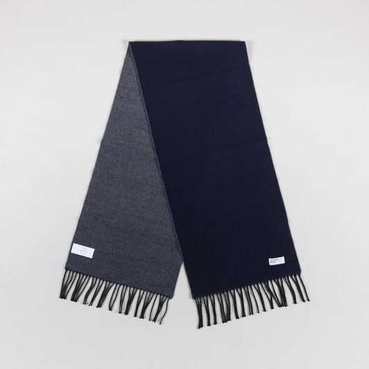 Universal Works Double Sided Scarf Navy Mid Grey
