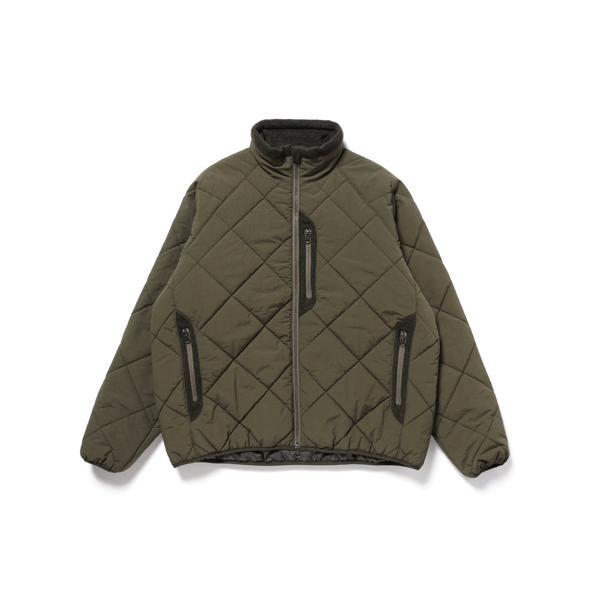 BEAMS Quilted Zip Blouson - Olive