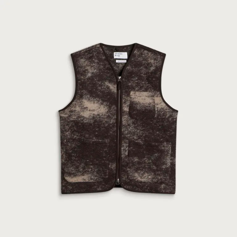 Universal Works Zip Gilet - Cloud Camo Knit