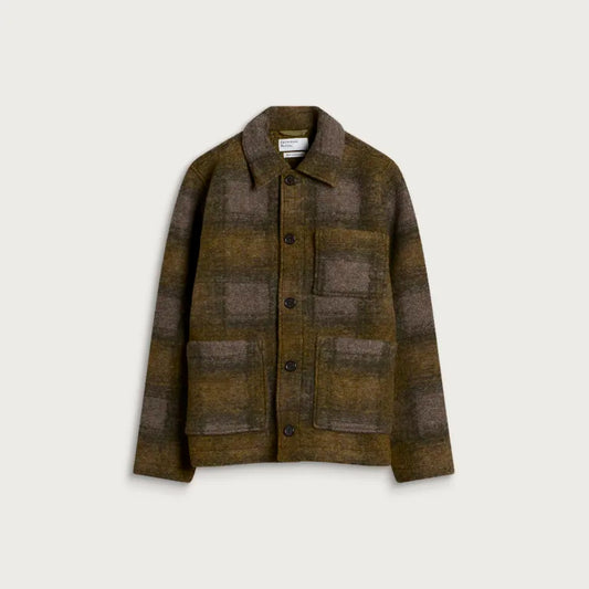 Universal Works Techno Melton Check Tag Jacket - Olive