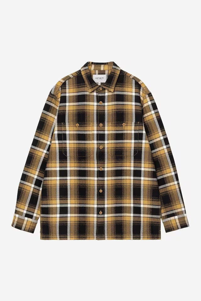 Carhartt WIP Vaughn Shirt Cotton Herringbone Vaughn Check, Dijon