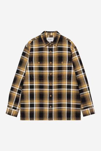 Carhartt WIP Vaughn Shirt Cotton Herringbone Vaughn Check, Dijon