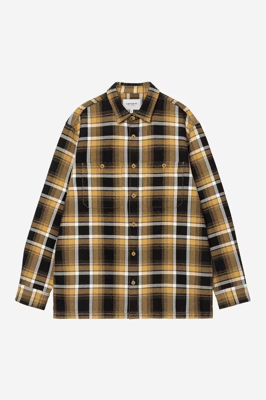 Carhartt WIP Vaughn Shirt Cotton Herringbone Vaughn Check, Dijon