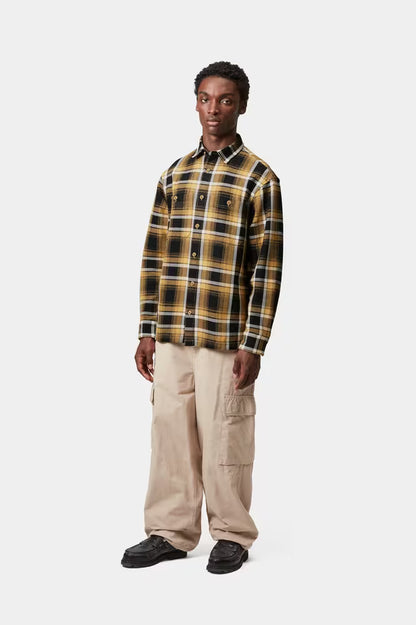 Carhartt WIP Vaughn Shirt Cotton Herringbone Vaughn Check, Dijon