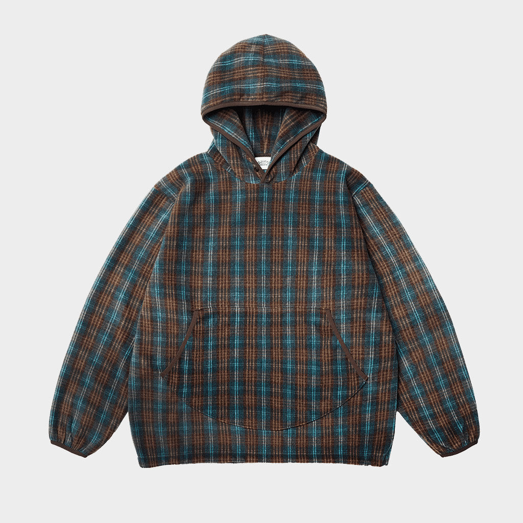 Kappy Designs Check Fleece Button Hoodie Brown