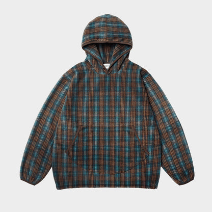 Kappy Designs Check Fleece Button Hoodie Brown