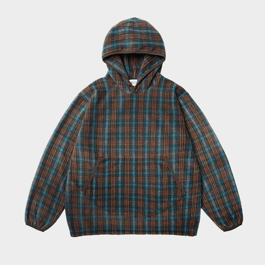 Kappy Designs Check Fleece Button Hoodie Brown