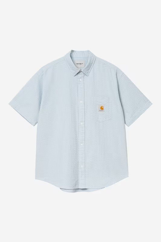 Carhartt WIP Short Sleeve Toland Shirt Toland Stripe, Blue Fog