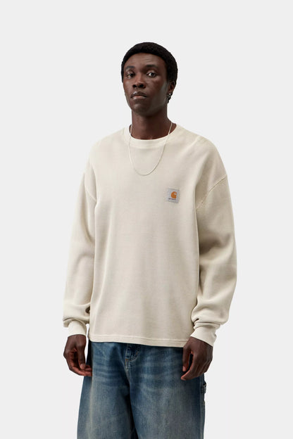 Carhartt WIP L/S Vista Waffle T-Shirt - Fleur De Sel, Garment dyed