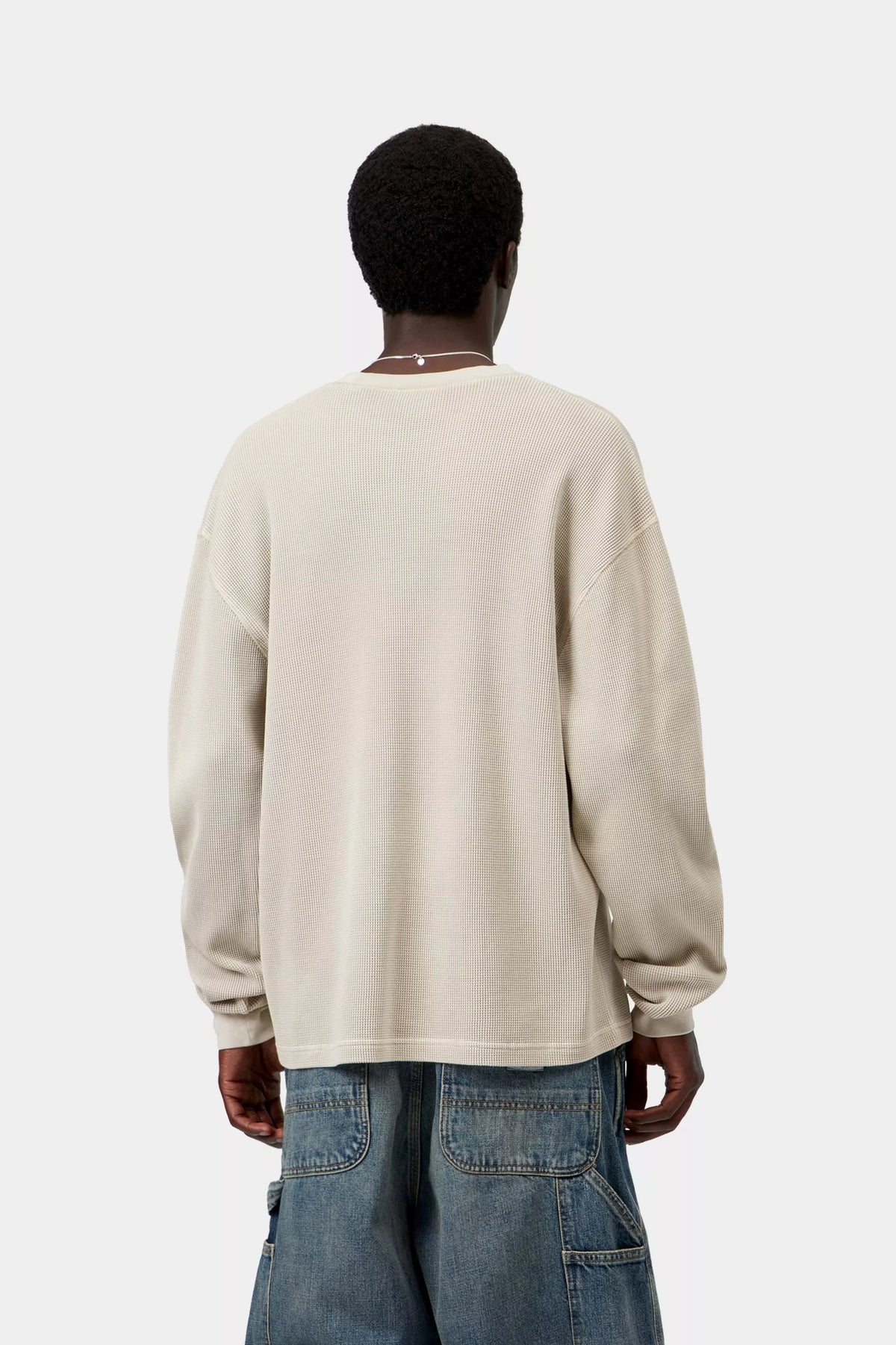 Carhartt WIP L/S Vista Waffle T-Shirt - Fleur De Sel, Garment dyed