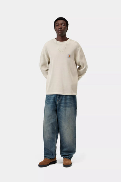 Carhartt WIP L/S Vista Waffle T-Shirt - Fleur De Sel, Garment dyed