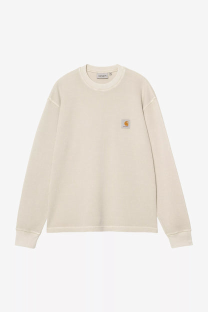 Carhartt WIP L/S Vista Waffle T-Shirt - Fleur De Sel, Garment dyed
