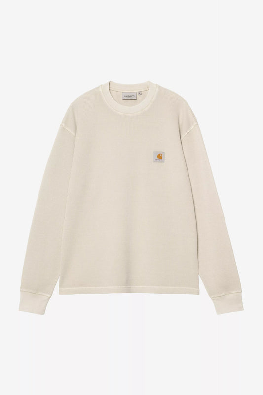 Carhartt WIP L/S Vista Waffle T-Shirt - Fleur De Sel, Garment dyed
