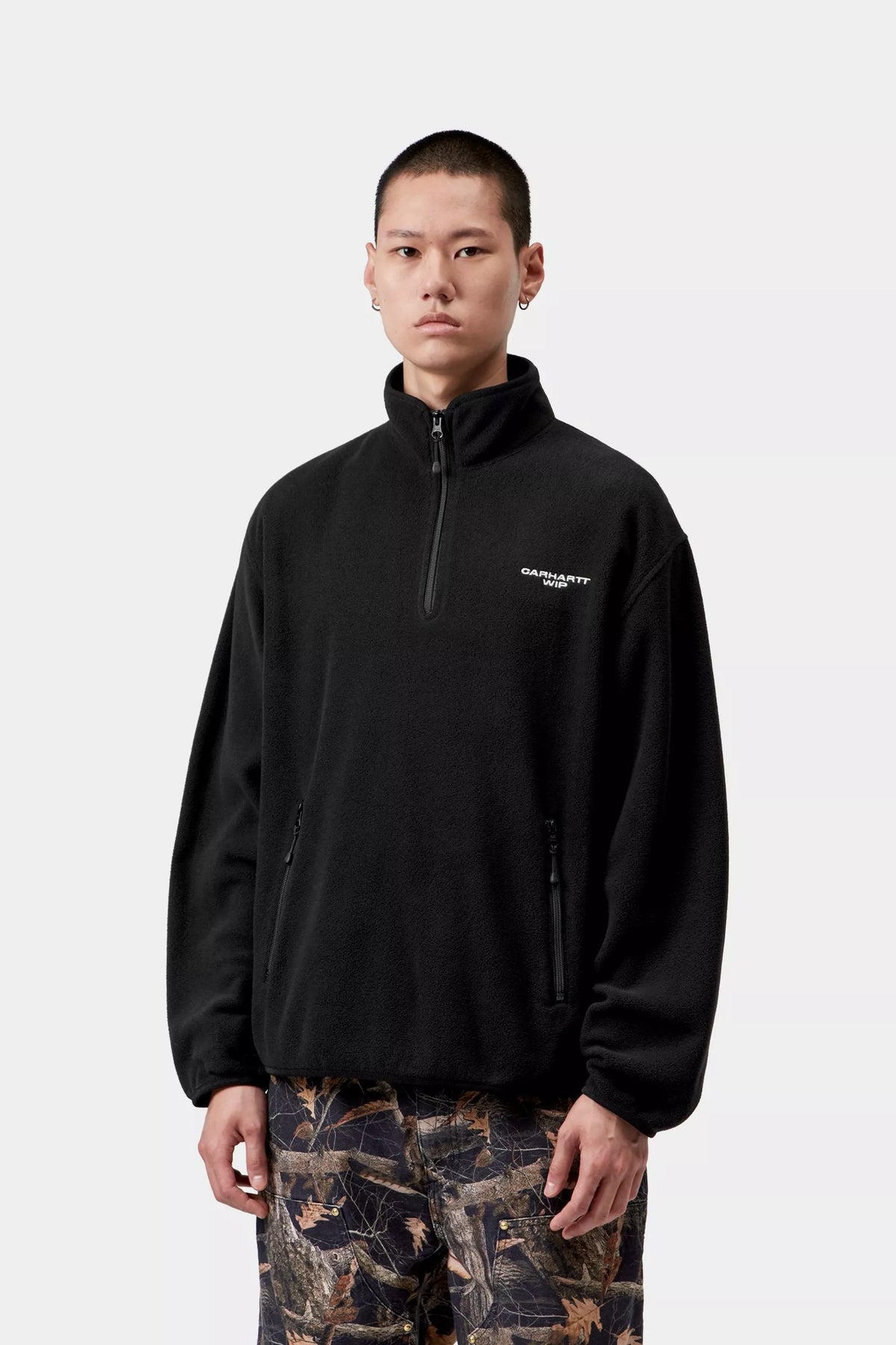 Carhartt WIP Edmore Half Zip Sweat - Black/White