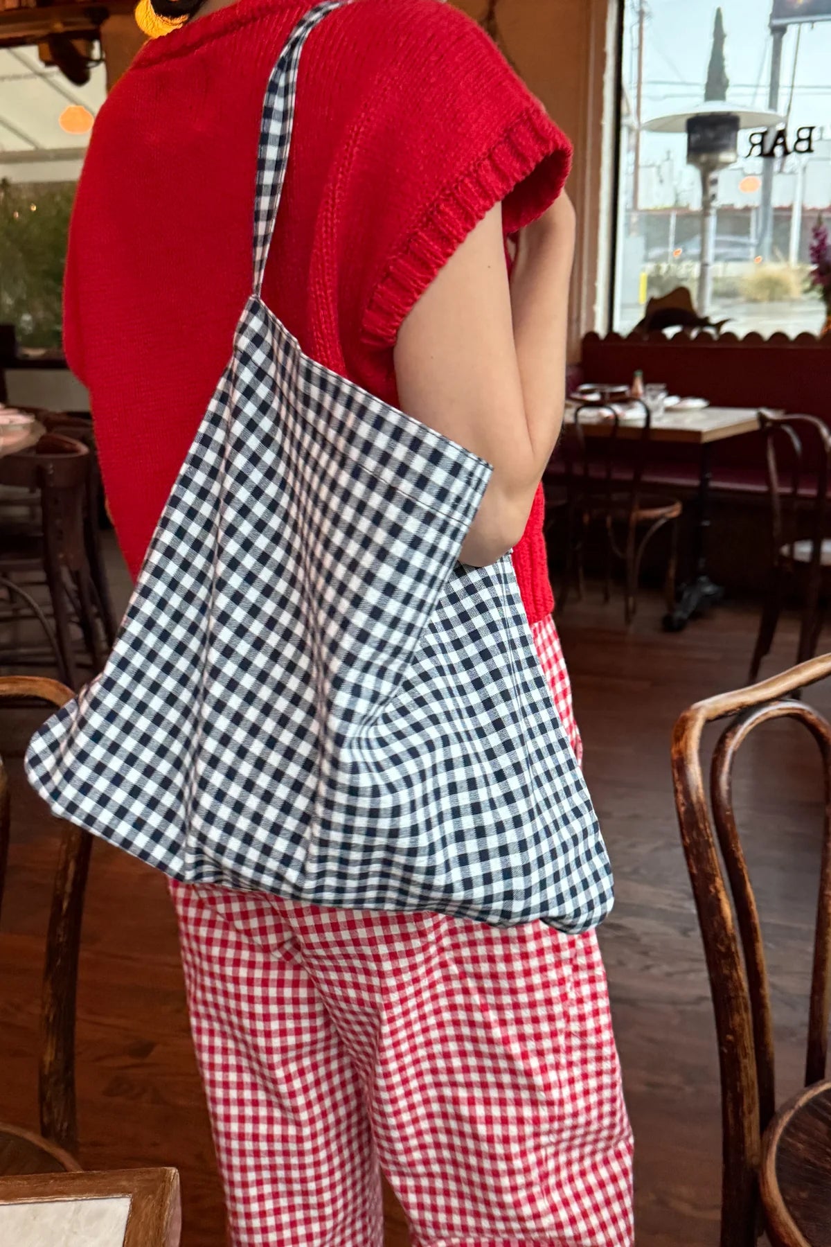 Le Bon Shoppe Happy Carry Bag - Navy Gingham