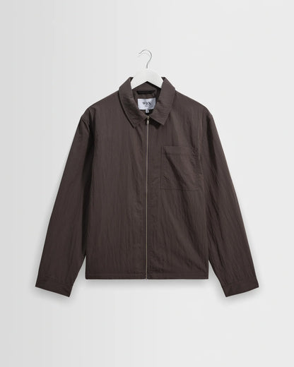 Wax London Lytton - Charcoal Crinkle Nylon Overshirt