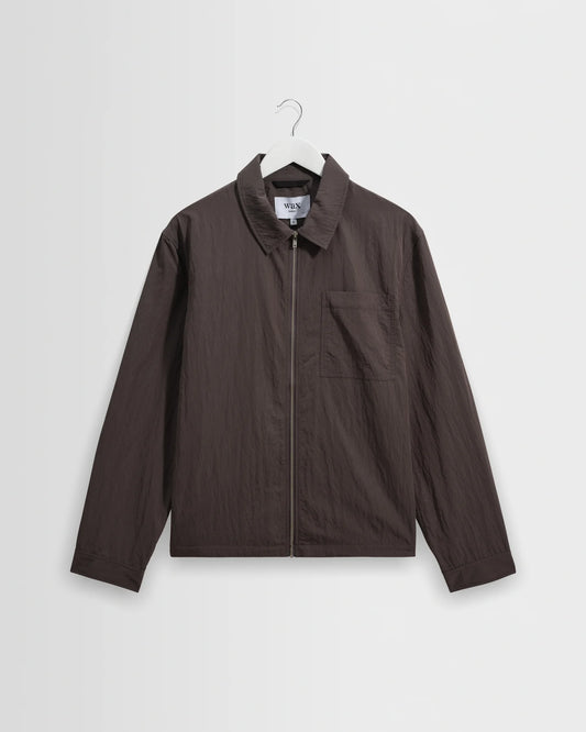 Wax London Lytton - Charcoal Crinkle Nylon Overshirt