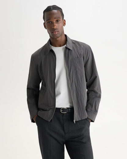Wax London Lytton - Charcoal Crinkle Nylon Overshirt
