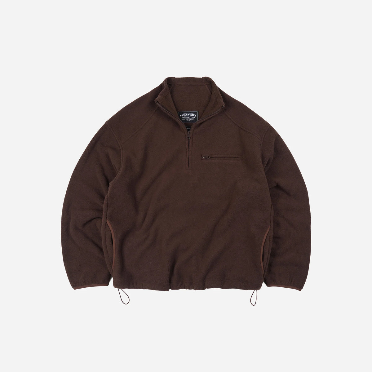 FrizmWorks Mock Neck Fleece Anorak Parka - Brown