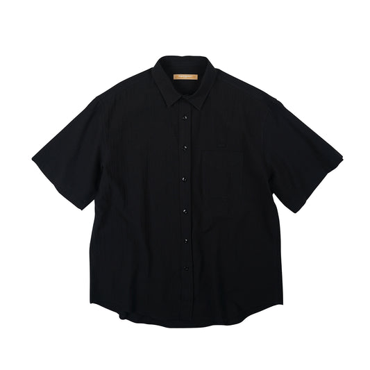 FrizmWorks Dobby Weave Seersucker Half Shirt - Black