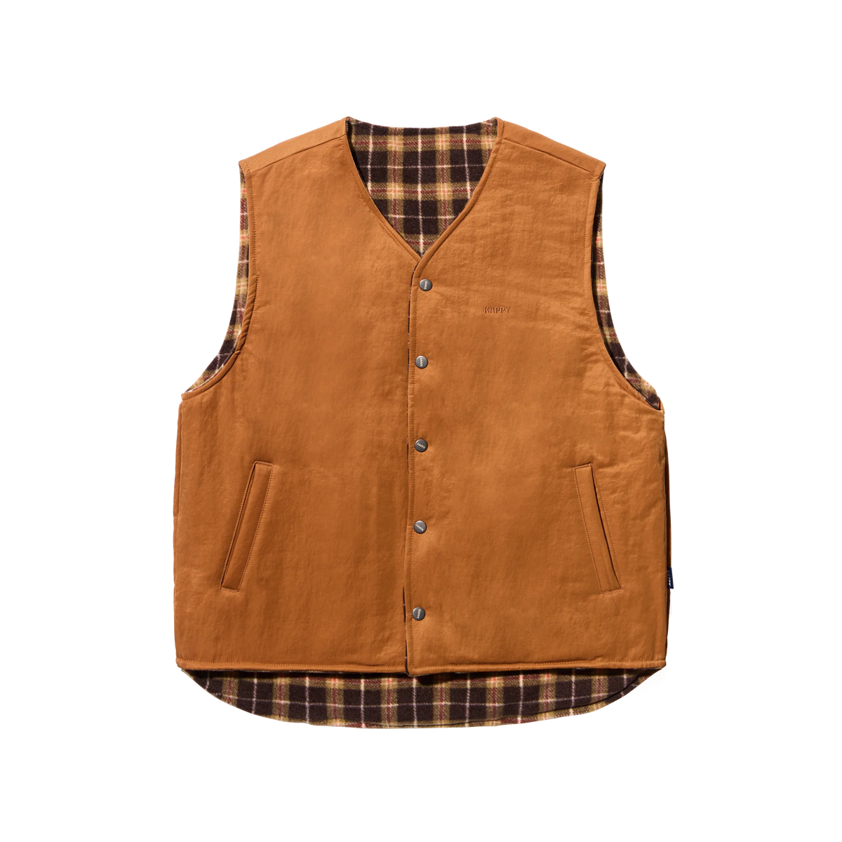 Kappy Design Reversible Nylon Check Vest - Orange