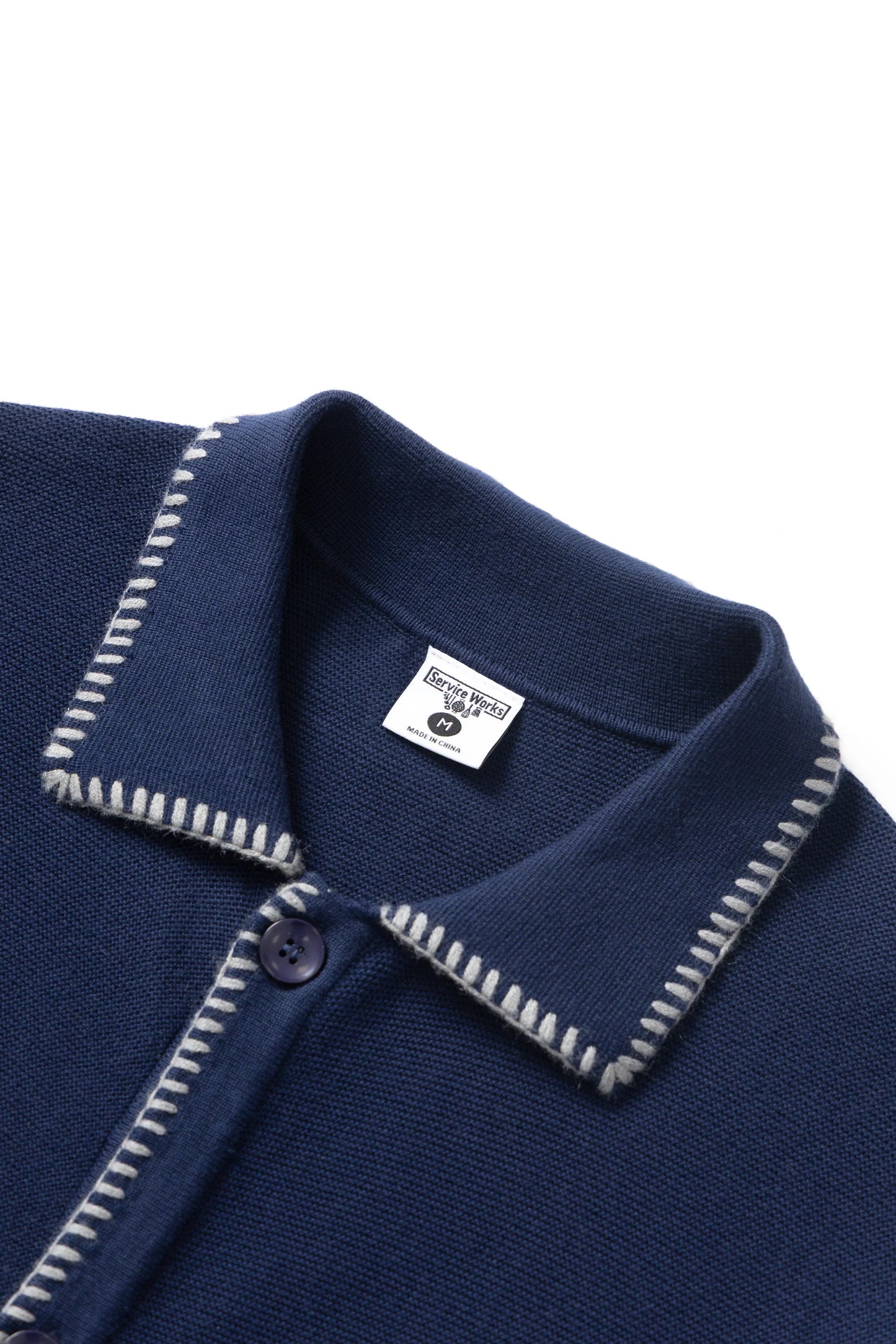 Service Works Blanket Stitch Cardigan Navy