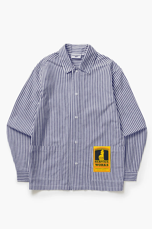 Service Works Poplin Stripe Waiter Shirt - Royal