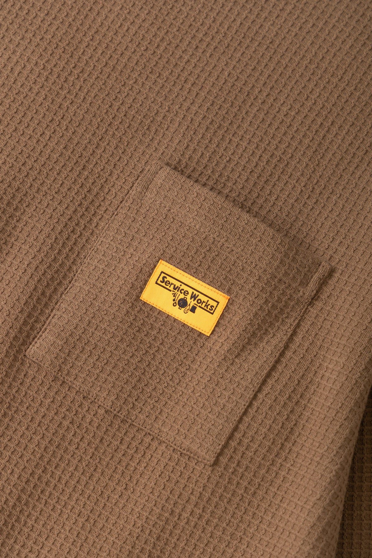 Service Works Waffle Contrast Thermal Long Sleeve Tee - Brown/Yellow