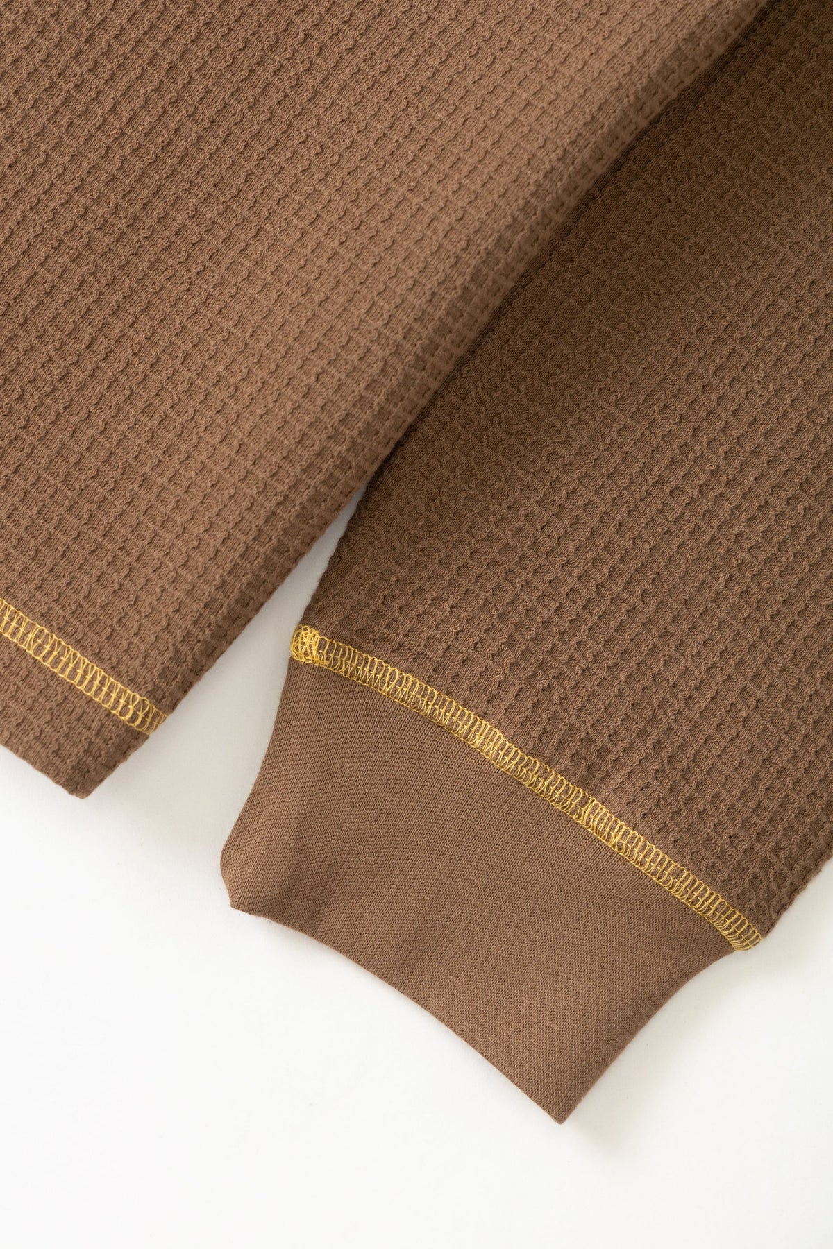 Service Works Waffle Contrast Thermal Long Sleeve Tee - Brown/Yellow