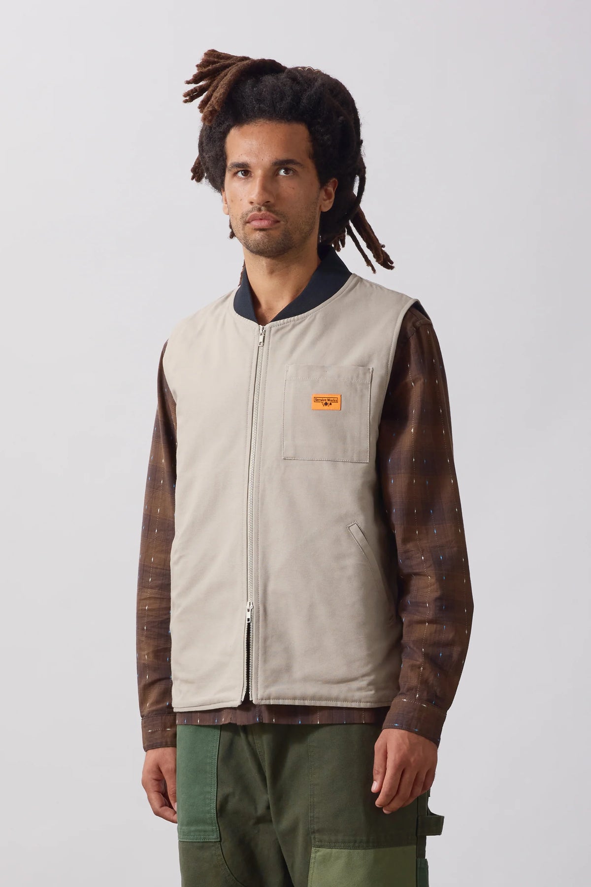 Service Works Padded Work Vest Jacket - Stone