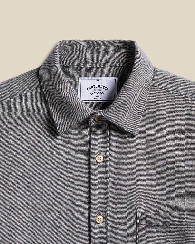 Portuguese Flannel Shirt Teca Light Grey