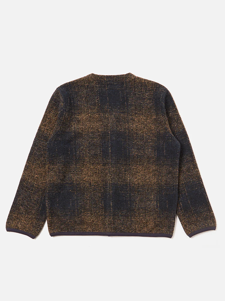 Universal Works Cardigan in Navy/Sand Wool Fleece