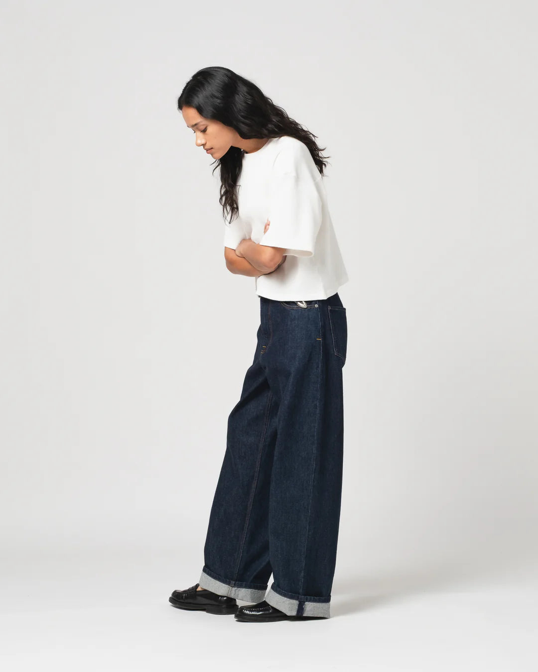 Girls of Dust Big Cropped Waffle T-Shirt - Off White