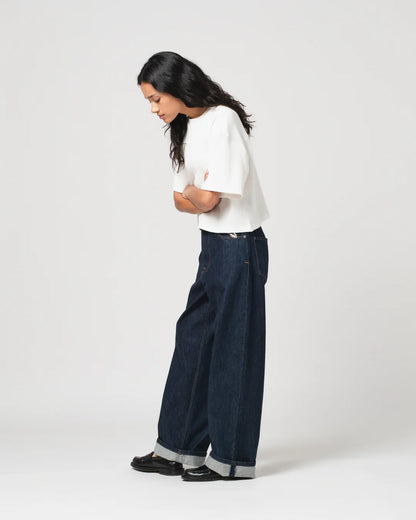 Girls of Dust Big Cropped Waffle T-Shirt - Off White