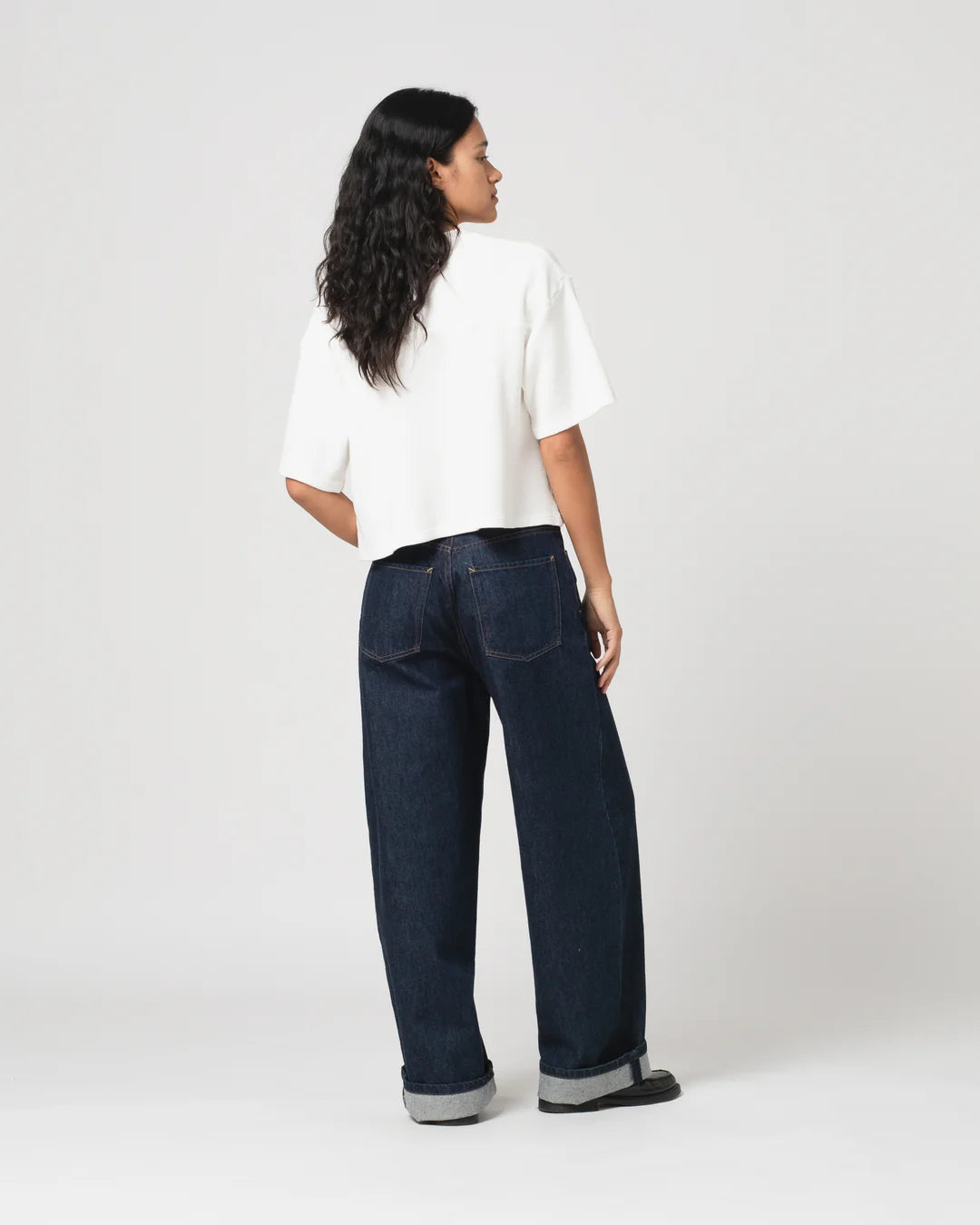 Girls of Dust Big Cropped Waffle T-Shirt - Off White
