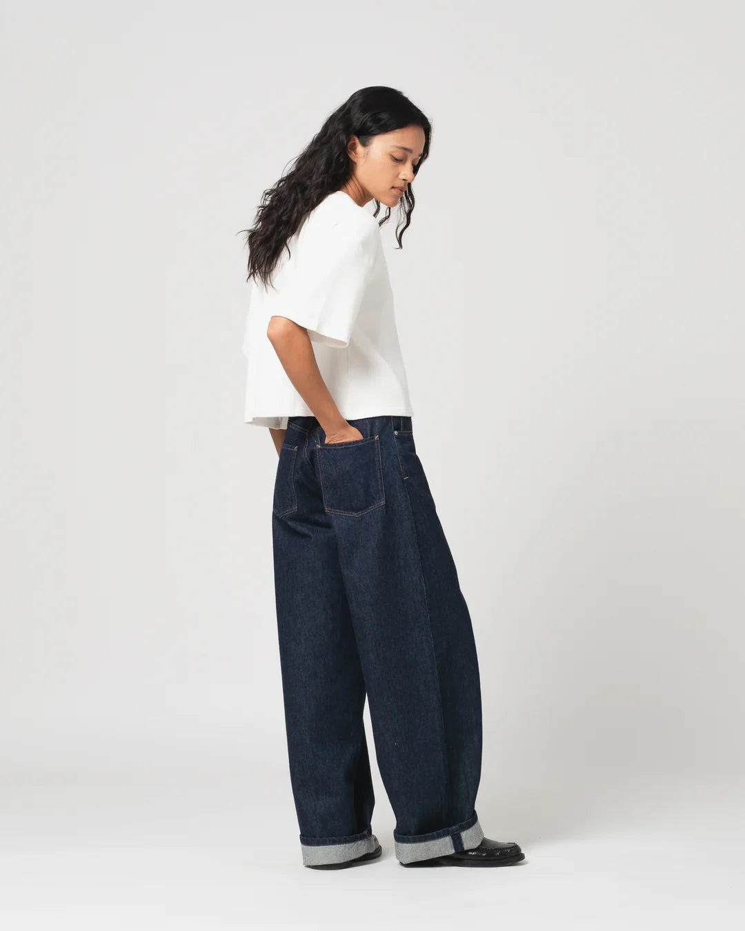 Girls of Dust Big Cropped Waffle T-Shirt - Off White