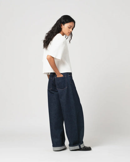 Girls of Dust Big Cropped Waffle T-Shirt - Off White