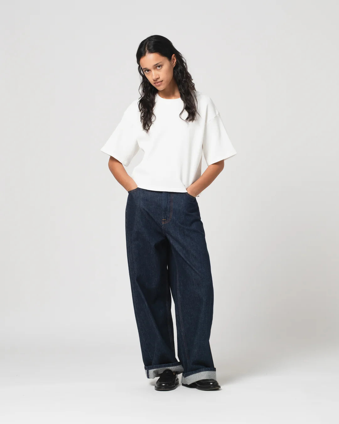 Girls of Dust Big Cropped Waffle T-Shirt - Off White