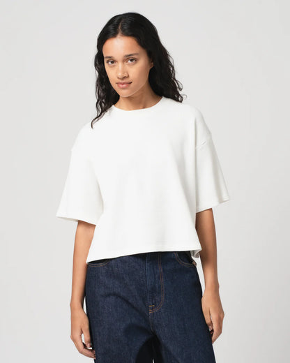 Girls of Dust Big Cropped Waffle T-Shirt - Off White