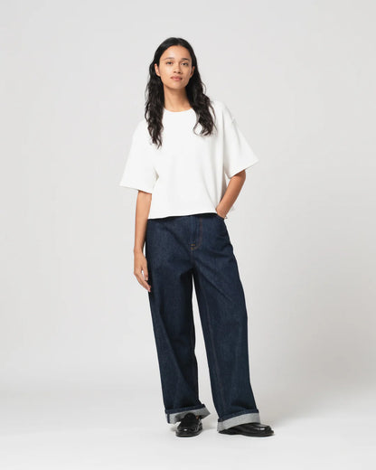 Girls of Dust Big Cropped Waffle T-Shirt - Off White