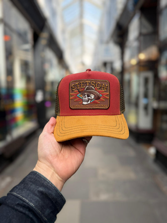 Stetson Cowboy Skull Trucker Cap - Red