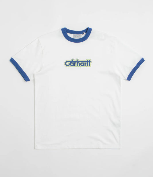 Carhartt WIP Connection Script Ringer T-Shirt White, Wolfsbane